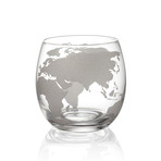 Globe Decanter + Antique Ship + 4 World Map Glasses (Straight Rotating Globe)