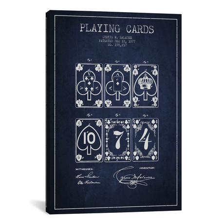 Saladee Cards Navy Blue Patent Blueprint by Aged Pixel (18"W x 26"H x 0.75"D)