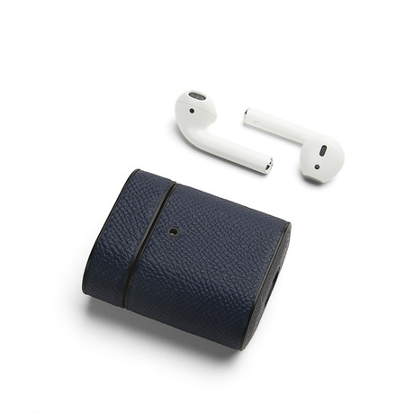 Grain Leather Airpod Case // Navy