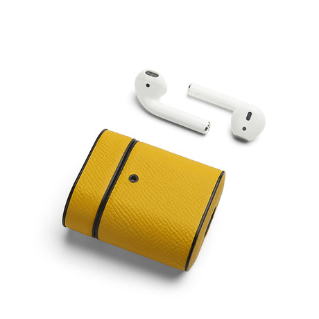 Grain Leather Airpod Case // Lemon Yellow