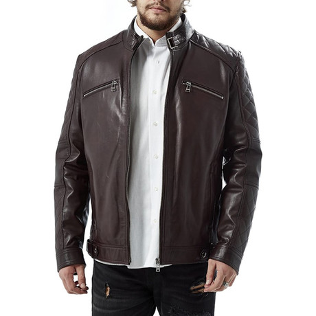Alonso Leather Jacket // Burgundy (XS)