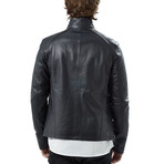 Perez Leather Jacket // Navy Blue (S)