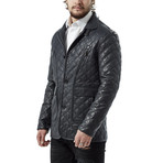 Reed Leather Jacket // Navy Blue (XL)