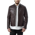 Ricky Leather Jacket // Burgundy (XL)