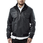 Nico Leather Jacket // Navy Blue (XL)