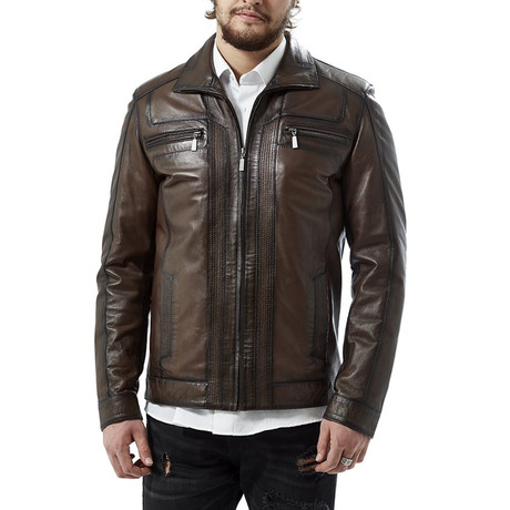 Ramos Leather Jacket // Brown (XS)