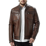 Tulio Leather Jacket // Brown (XL)