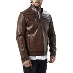 Tulio Leather Jacket // Brown (L)