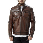Tulio Leather Jacket // Brown (S)