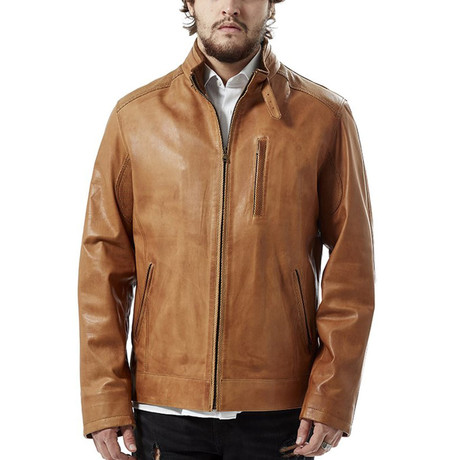 Noe Leather Jacket // Taba (XS)
