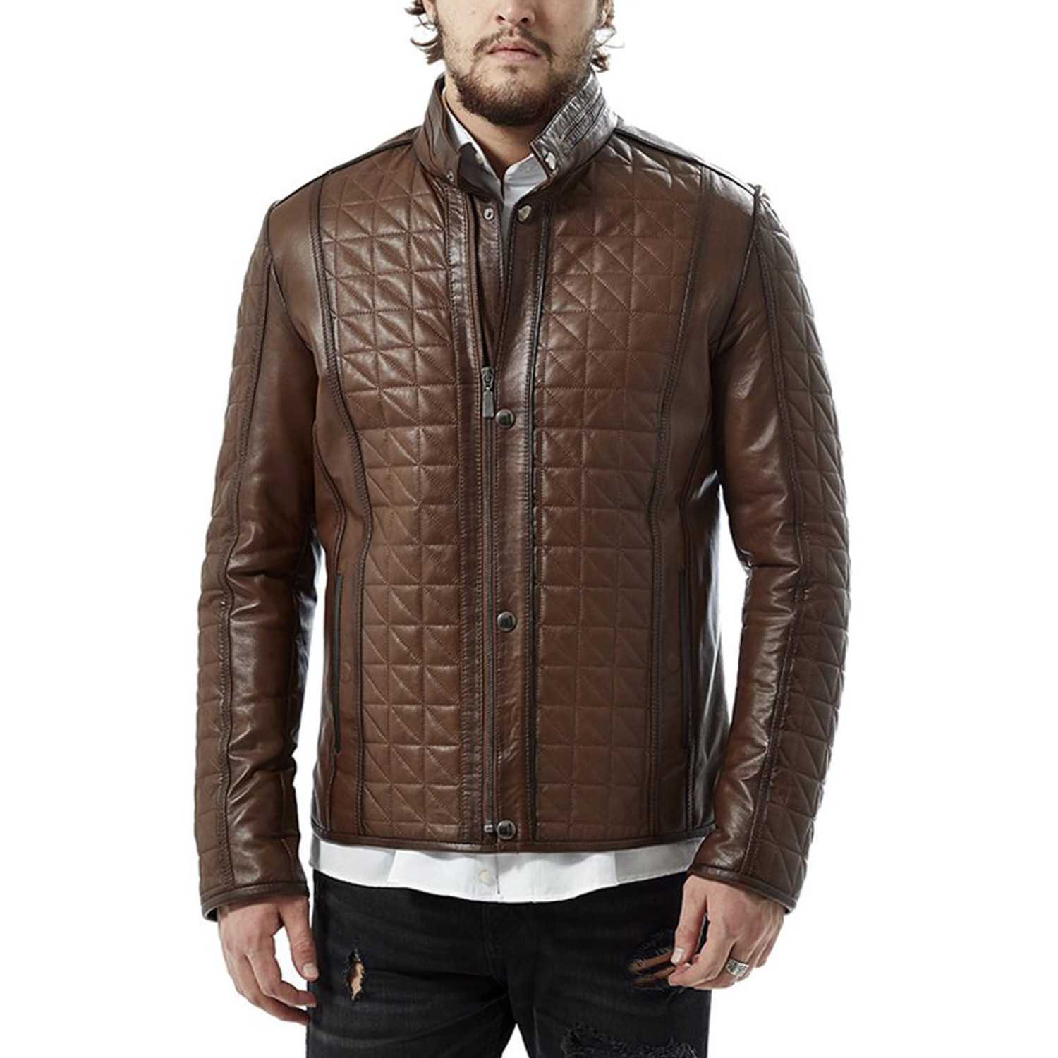 Torres Leather Jacket // Brown (XS) - Deriza - Touch of Modern