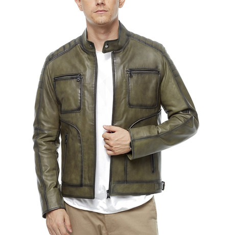 Jordan Leather Jacket // Khaki (XS)