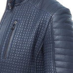 Bartolo Leather Jacket // Navy Blue (XL)