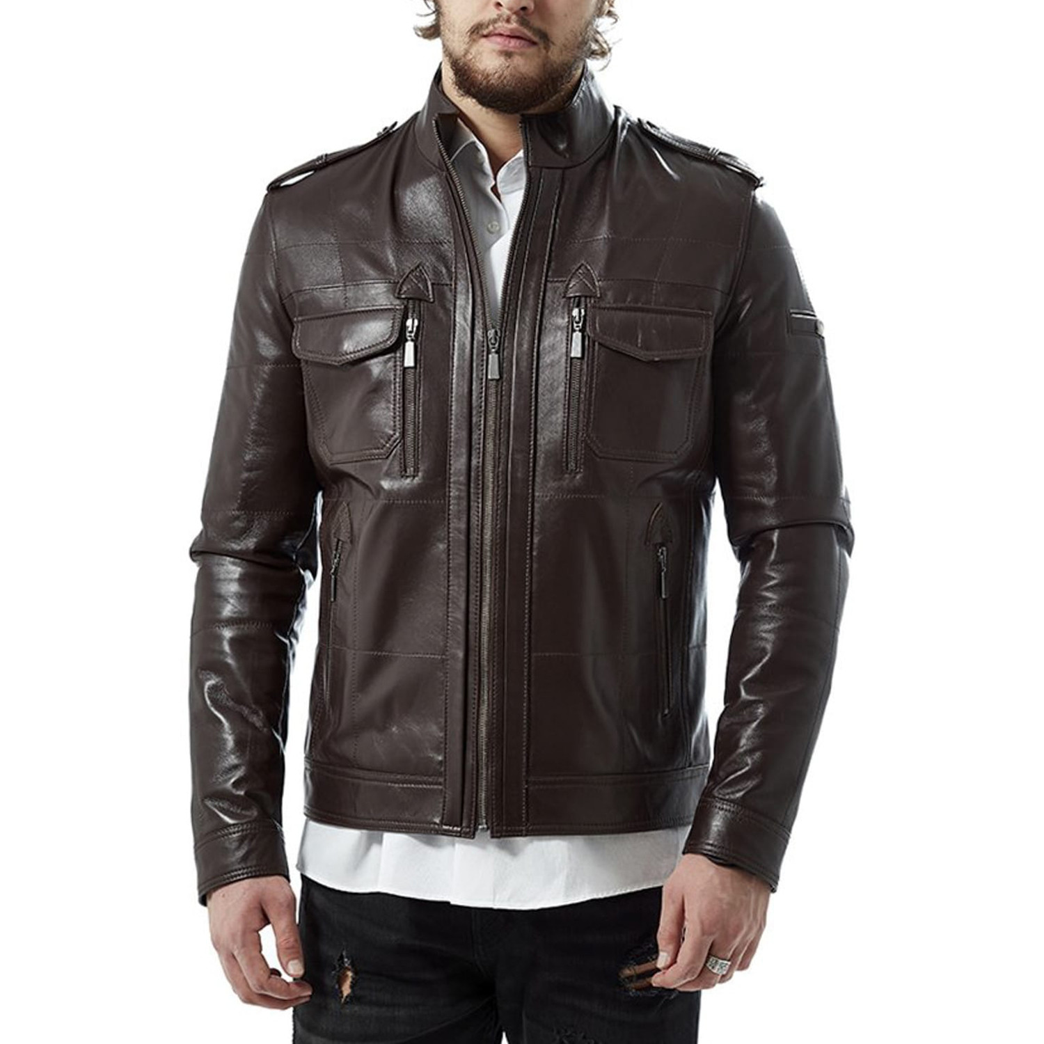 Martinez Leather Jacket // Brown (XS) - Deriza - Touch of Modern