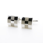 Two-Tone 9 Square Cufflinks // Silver