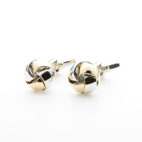 Gilt + Rhodium Knot Cufflinks // Gold + Silver