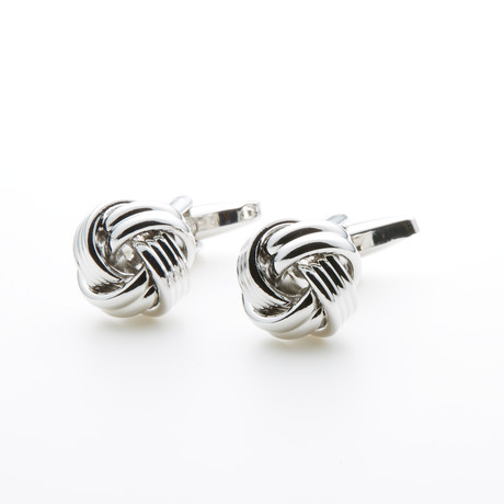 Rhodium Knot Cufflinks // Silver