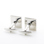 Rhodium Plated Textured Square Cufflinks // Silver