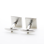 Two-Tone 9 Square Cufflinks // Silver