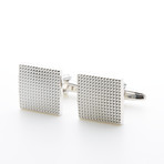 Rhodium Plated Textured Square Cufflinks // Silver