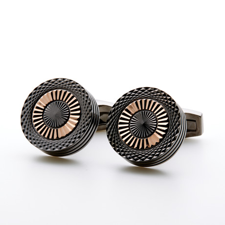 Circular Cufflink // Rose Gold + Gunmetal