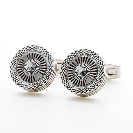 Two-Tone Circular Cufflinks // Silver