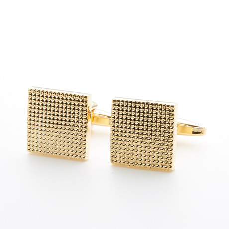 Plated Textured Square Cufflinks // Gold