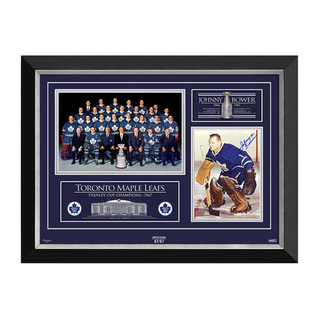 Johnny Bower // Signed 1967 Stanley Cup Photo // Blue // 67 Of 67