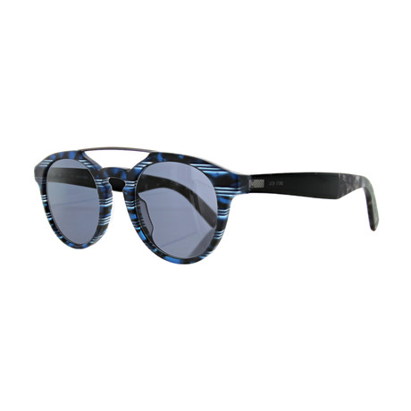 Men's Round Sunglasses // Blue Havana + Gray Blue