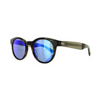 Men's Round Sunglasses // Brown Havana + Blue