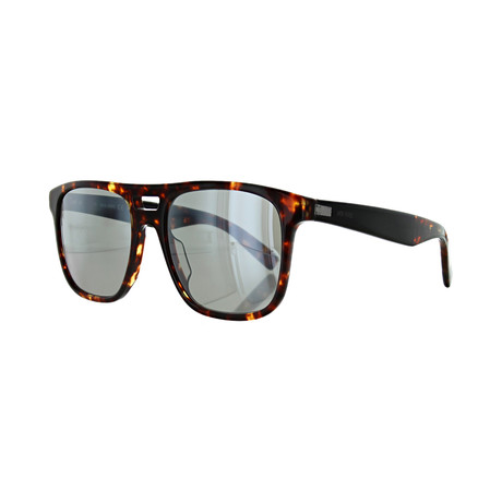 Men's Square Sunglasses // Dark Havana + Silver Mirror