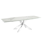 Emilia Motorized Dining Table // White Marbled Porcelain Top