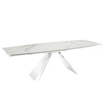 Camila Motorized Dining Table // White Marbled Porcelain Top