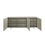 Stella Buffet // High Gloss Taupe Lacquer + Brushed Stainless Steel Feet