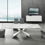 Kaylee Motorized Dining Table // White Marbled Porcelain Top