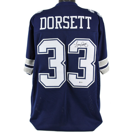 Tony Dorsett Autographed & Framed Blue Cowboys Jersey Auto Beckett Cert