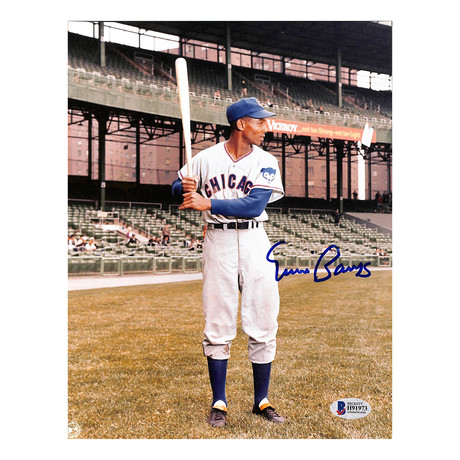 Ernie Banks Signed Chicago Cubs Flannel Jersey. Baseball