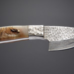 Handforged Ram Horn Damascus Skinner Knife