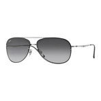 Unisex Aviator Sunglasses // Silver + Gray Gradient