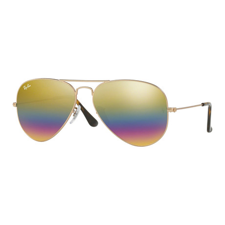 Men's Aviator Sunglasses // Bronze Copper + Rainbow Flash