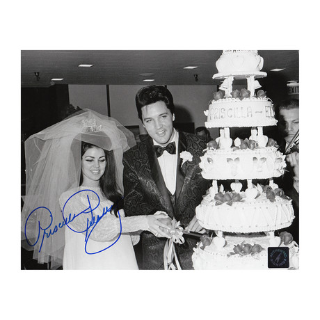 Priscilla Presley // Autographed Photo // Cutting Wedding Cake w/ Elvis