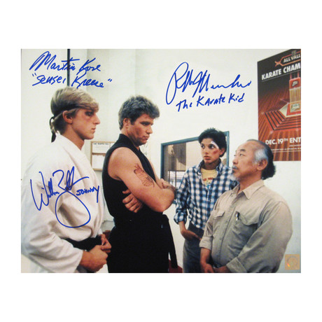 Ralph Macchio + William Zabka + Martin Kove // Autographed Dojo Photo