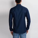 G658 Button-Down Shirt // Dark Blue + Green (M)