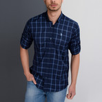 Charlie Button-Up Shirt // Dark Blue + Blue (X-Large)