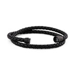 Suprema Leather Bracelet // Matte Black + Black (14.57"L)