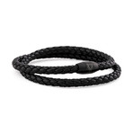 Suprema Leather Bracelet // Matte Black + Black (14.57"L)