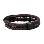 Gracilitas Leather Bracelet // Matte Black + Brown (7")