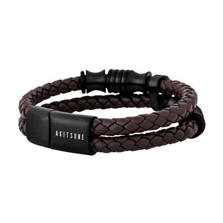 Gracilitas Leather Bracelet // Matte Black + Brown (7")