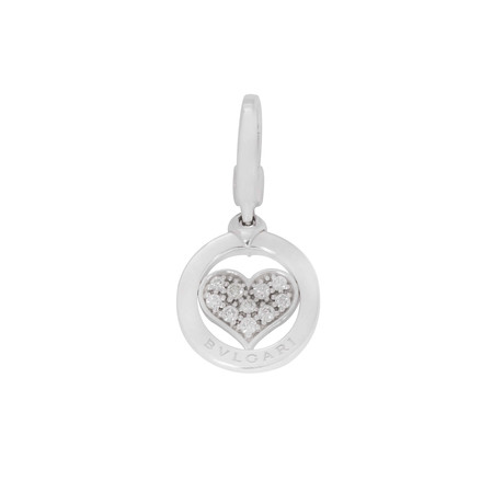 Bulgari 18k White Gold Diamond Heart Charm
