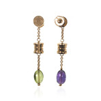 Bulgari B Zero 18k Yellow Gold Amethyst + Quartz Dangle Earrings